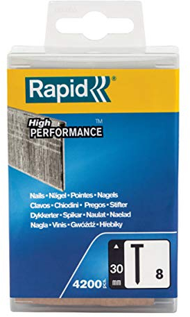 Rapid, 5000184, Pointes N°8, 30mm de longueur, 4200 pièces, Fil galvanisé, Haute performance Argent