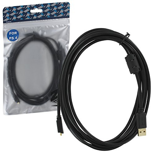 ZedLabz pro 3m gold plated charging cable for Sony PS4 controllers - extra long charge & play USB lead with FlushFit friction locking connector (updated 2017 version 3.0)