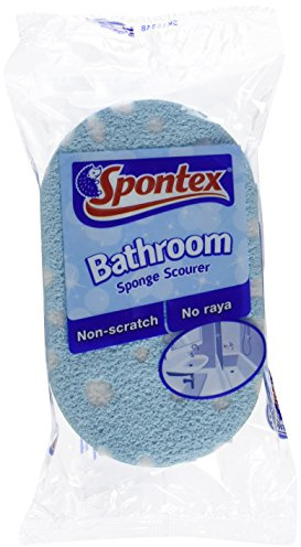 Spontex Bathroom Reinigungsschwamm für Badezimmer, kratzt nicht, Größe XL, weiße Faser, Blau, 10 Stück