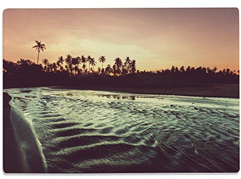 WANDKINGS Glasschneidebrett „Strand bei Sonnenuntergang“ - Motiv wählbar - Glasschneideplatte, Schneidebrett aus Glas, Frühstücksbrettchen