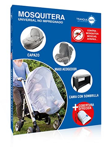 TRANQUILISAFE Moskitonetz Babybett I Insektenschutz Kinderwagen I Universal Fliegennetz für Kinderwagen, Buggy, Cosy & Reisebett mit gratis Schutzhülle, weiß