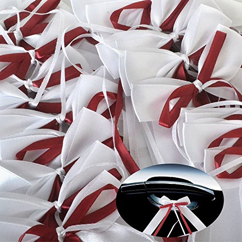 Yulakes 50er Pack Hochzeitsdekoration: 50 Dekobänder für Hochzeiten, Weiß, Satin, 22 cm x 22 cm x 22 cm, Hochzeit, Jahrestag