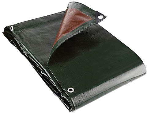 GroundMaster 250gsm Brown/Green Tarpaulin - Waterproof Outdoor Fishing Camping Ground Sheet Cover (4m x 4m)