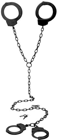 KOSxBO® Profi Handschellen und Fußfesseln aus Metall in schwarz - Polizei-Standard - GUANTANAMO BLACK EDITION - Polizeihandschelle