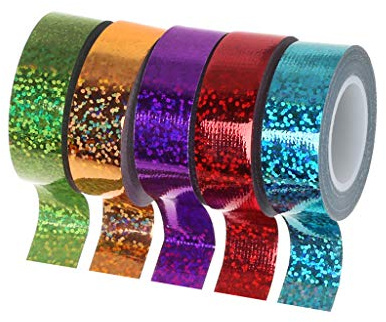 Gymnastikband, Rhythmische Gymnastikdekoration, Glitzerband, Washi-Tape, 15 mm x 5 m merhfarbig