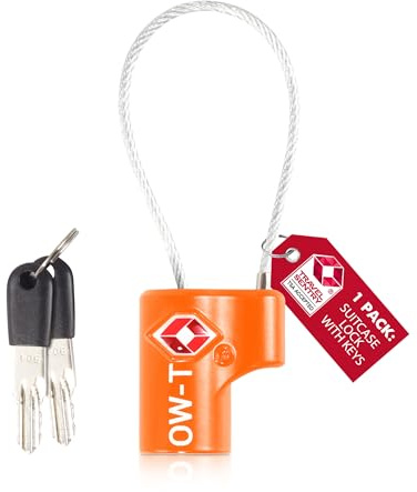 OW-Travel TSA Approved Luggage Locks Suitcase Locks with Keys (1 Pack Orange) Flexible Cable Travel Padlock Bag Small Padlock. Luggage Padlocks for Suitcases. Mini Wire TSA Suitcase Padlocks with Keys