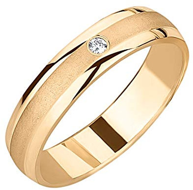 Ardeo Aurum Damenring Trauring aus 375 Gold Gelbgold mit 0,02 ct Diamant Brillant 4 mm Breite massiv Ehering Verlobungsring Modell 132 Größe 57