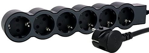 LEGRAND Regleta de enchufes, Enchufe múltiple con 6 Tomas de Corriente, Cable 1,5m, Color Negro/Gris Oscuro 694558