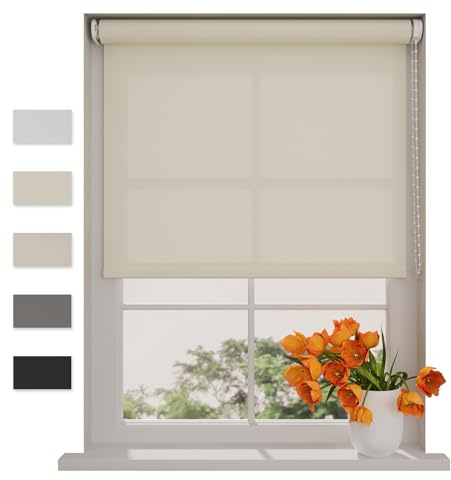 DTCH® Lichtdurchlässiges Rollo, Creme, 80 x 190 cm | Für Fenster, Sichtschutz bei Tageslicht, Wand- Decken- oder Klemmfix-Montage, Breiten bis 240 cm, kindersicher, Kettenzug