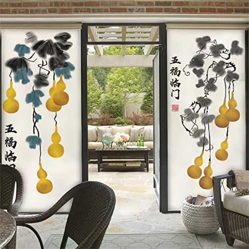 Fensterfolie Selbsthaftend Sichtschutz Glasfolie Wärmeisolierung Sonnenschutzfolie, Anti-UV Statische Fensterfolien für Zuhause und Büro Kürbis Pflanzen 45x300 cm