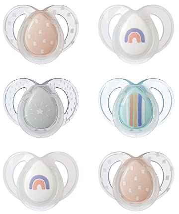 Tommee Tippee Nighttime Soothers, 6-18m, 2 Pack, Steriliser Box Included, Glow in The Dark, Varied Colours and Designs, Symmetrical Orthodontic Dummy, BPA-Free Silicone Teat