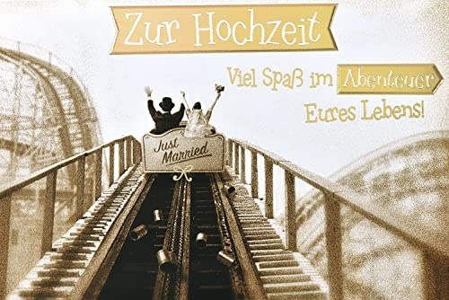 bsb Karte zur Hochzeit - liebevolle Hochzeit-Karte mit Achterbahn-Motiv - Hochzeitskarte Geldgeschenk - Karte mit Umschlag - Glückwunschkarte zur Ehe in 11,5 x 17,0 cm