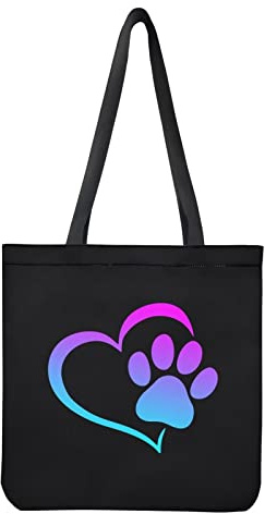 HELLHERO Dog Paw Print Cloth Bag Canvas Tote Bags Reusable Grocery Bags Shopper Shopping Handbg for Women Teen Girls Beach,College Hiking Picnic Holiday Travel