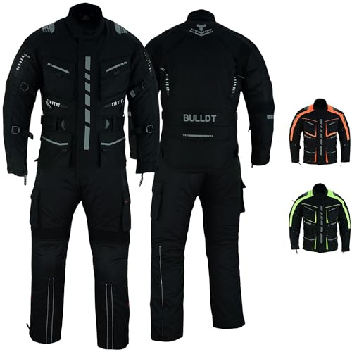 BULLDT Herren Motorradkombi Textilien motorradjacke + Motorradhose inkl. Protektoren, 54/XL, Schwarz