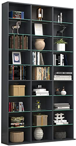 VCM Holz CD DVD Standregal Bücherregal Raumteiler Deko Regal Glas Zilas XL