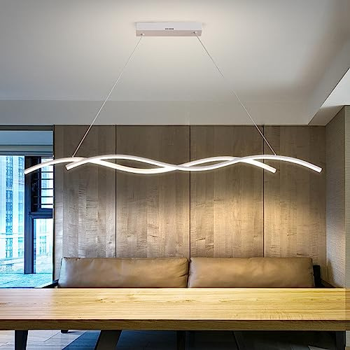 Bellastein Moderne LED pendelleuchte esszimmer dimmbar hängelampe esstisch schwarz, Wohnzimmer Küche Hängend Lampe Moderne Kreative Designer Kronleuchter Büro Leuchten Deckenleuchte (Weiß, L150cm)