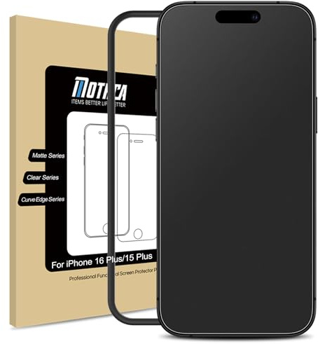 Mothca Matte Schutzfolie für iPhone 16 Plus/15 Plus, Nano-Ätztechnik | Matte folie mit Montagerahmen, Nano-Ätztechnik, Anti-Reflex Schutzglas, Anti-Glare Screen Protector, Anti-Fingerabdruck