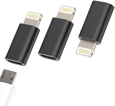 Micro USB Mutter Klinke auf Lightning Männlich Stecker(3pack)Android to Iphone Ladekabel Adapter Ladegerät Zubehör Set Charger Kabel Netzteil für 14 13 12 11 Pro Max Mini 6 7 8 Plus X Xs Xr Ipad L
