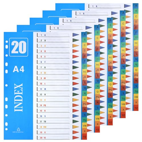 XHDA 10er A-Z Trennblätter für Ordner A4, A4 Ordner-register Trennblätter A-Z für die Ordner-Organisation im Büro