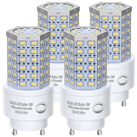 BMXKPO GU24 LED Light Bulb Dimmable 3000K Soft White,100W Equivalent,1600 Lumens,Twist and Lock GU24 Pin Base with Two Prongs (4-Pack)