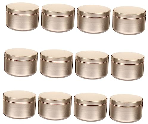 STOBOK 12 barattoli di candela vuoti per candele da tè, barattoli di latta con coperchi, candela grande, candela rotonda, cera di soia per la produzione di candele, barattoli di latta, barattoli in