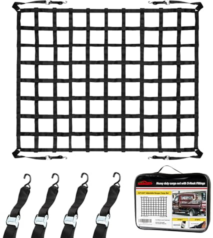 Autofonder Cargo Net for Pickup Truck Bed Adjustment 66x82 Truck Bed Cargo Netting with S-Hook Fittings 2” Wide Heavy Duty Small Trunk Cargo Nets Automotive Carrier for SUV Car Trailer