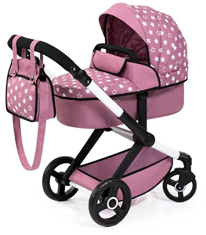 Bayer Design 17076AB Passeggino per bambole Combi Xeo, carrozzina bambola, regolabile in altezza, convertibile, borsa