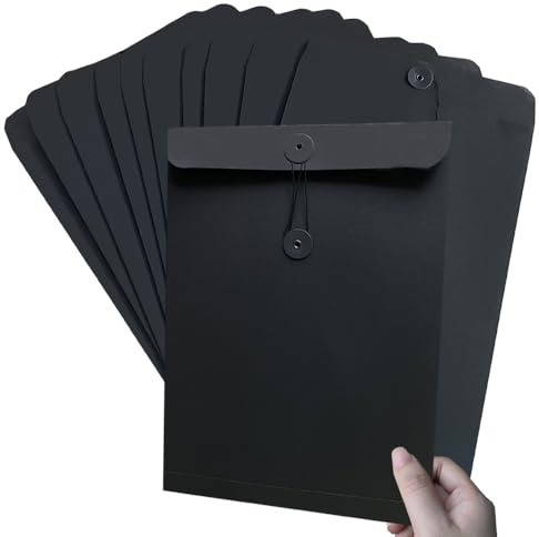 10 st A4 kraftpappersfil mapp svart arkivering kuvert mapp projekt dokumentmapp med strängstängning presentationshållare brev organiseringsväska påse projektrapport ficka pappersarbete organiserare