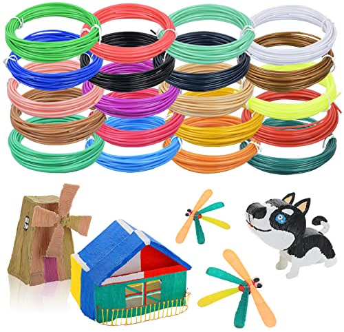 3D Stift Filament, PLA+ Filament 1.75mm, 20 Farben Filament-3D-Druckmaterialien, 3D Drucker Filament Pla, Filament 3D Printing Materials, für Die Meisten FDM 3D-Drucker, 5 m pro Spule