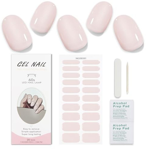 JMEOWIO Unghie Gel Adesive UV Crema Tinta Unita Smalto Adesivo per Unghie Gel Nail Stickers Decorazioni Unghie Nail Art Disegni