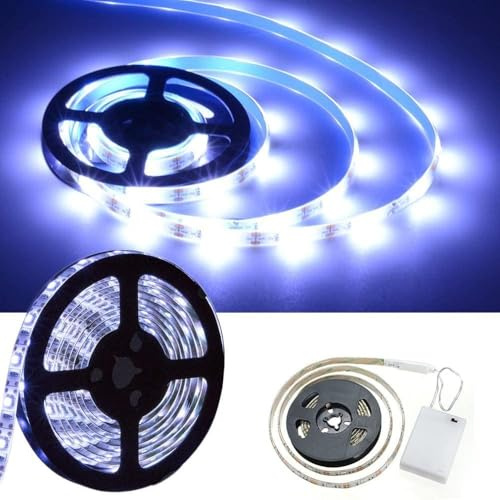 Mixtooltoys Luces de estante, funciona con pilas, tira de luces LED pequeñas, flexibles, 100 cm, SMD 5050, luces LED para dormitorio, retroiluminación de TV, hogar, decoración de bricolaje, color