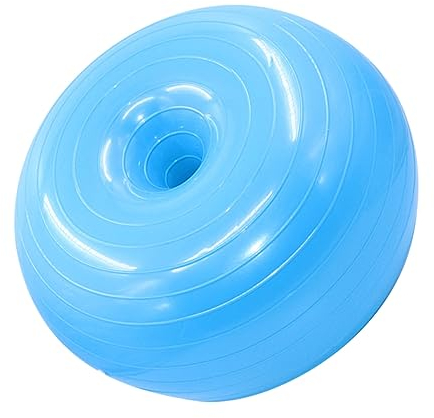 KOMBIUDA Yoga-hilfsball Donut-förmig Explosionsgeschützter Fitnessball Aus PVC Balance-Trainer Für Hause Blau Mit Luftpumpe Für Yoga Pilates Und Stretching