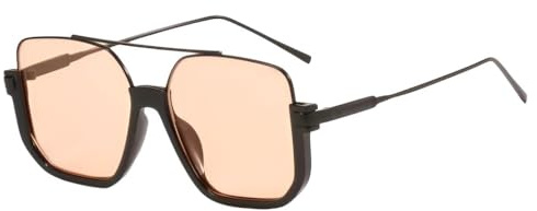 No Name Ltd Oversized Amber Tint Brow Bar Sunglasses Lightly Tinted Half Rimmed Sun Glasses Orange Lens Shades Octagonal Framed 2025 Fashion Glasses Women Man