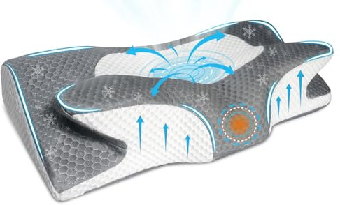 IDEA Nackenkissen, Ergonomisches Kopfkissen Nackenschmerzen, Memory Foam Kissen für Seiten Rücken & Bauchschläfer -Schlafkissen für Linderung für Nacken & Schlaf- Orthopädische Kissen Testsieger