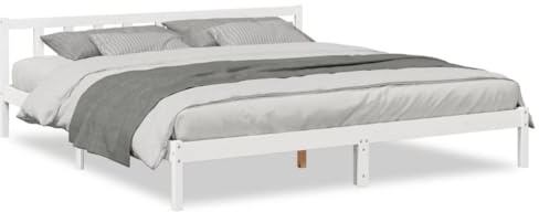 vidaXL Massivholzbett Extra Lang ohne Matratze Weiß 200x220 Kieferholz