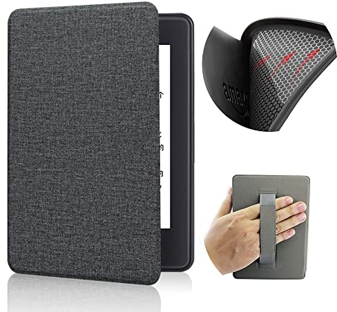 Fodral för 7 tum Kindle Paperwhite med handrem – ultratunt PU-läder smart fodral med automatisk sömn och vakna för Kindle Paperwhite 12:e generationen – 2024 release (svart)