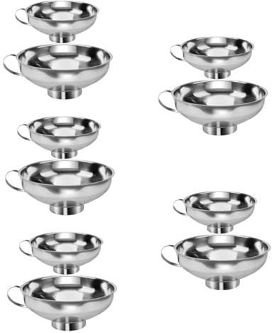 Cabilock 5 Juegos Embudo De Acero Inoxidable Embudo De Boca Ancha De Tarro De Albañil Ancho Para Aceite s Para Archivar Botellas Silver 2 Piezas * 5