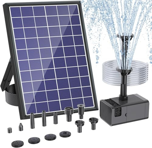 Antfraer Solar Fountain Pump for Bird Bath, 6.5W Solar Fountain with Dry-Run Protection, Solar Water Fountain with Double-Layer Nozzles & 5Ft Tubing for Small Pond Bird Bath Garden DIY Water Feature