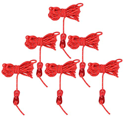 MUSISALY Reflektierende Zeltschnur in Zufälliger Farbe 6 Stück aus Nylon mit Aluminiumlegierung Haken 4 Meter Lang Abriebfest Zubehör Zufällige Farbe für Outdoor Camping und Wandern