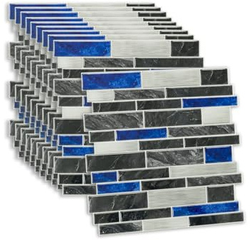Fantasnight Tile Stickers Blue Marble 30.5x30.5cm 10pcs | Self Adhesive Wall Tiles Peel and Stick Wall Waterproof Removable Stick on for Kitchen Backsplash
