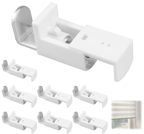 8 Stück Plissee Ersatzteile Klemmträger, Kein Bohren Erforderlich Klemmträger Plissee Halterung, Verstellbereich 20 mm Doppelrollo Klemmträger Metall, Klemmträger für Plissee und Duo Doppelrollo