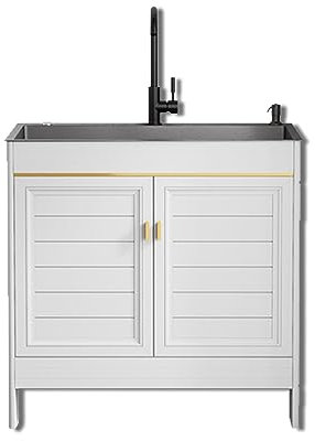 Mobile lavello da Cucina con Mobile, lavelli di Servizio per Lavanderia, lavandino del Bagno, distributore di Sapone e Ampio mobiletto per la Stanza, con Rubinetto e Tubo di Scarico, Facile