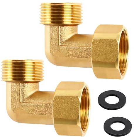 2 Stück Messing Beweglich Verschraubung 3/4 Zoll, Winkel 90° 3/4 AG/IG | Messing Bogen mit O-Ring, DN20 90 Grad Winkelverschraubung für Wasserinstallationen und Zentralheizungssysteme
