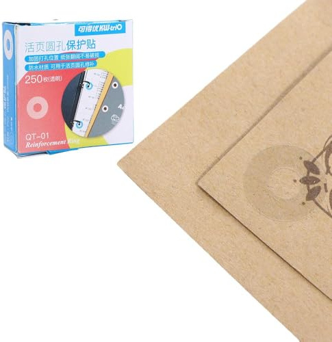 Paquete de 250 protectores autoadhesivos de perforación, etiquetas de refuerzo de agujeros de perforación, calcomanías de papel de encuadernación de hojas sueltas de 15 mm (transparente)