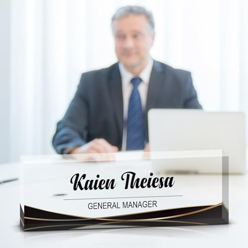 Placa de nombre de escritorio de acrílico personalizada, montaje sobre la mesa, decoración de oficina multipropósito, ideal para jefe, enfermera, maestro, regalo de aprecio para empleados (Estilo 16)