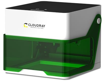 Cloudray 5W CNC Laser Graviermaschine Tragbar Kompakte Mini CNC Graviermaschine mit Gehäuse für Anfänger Offline-Gravur 80×80mm Arbeitsfläche für Holz, Leder, Papier, DIY