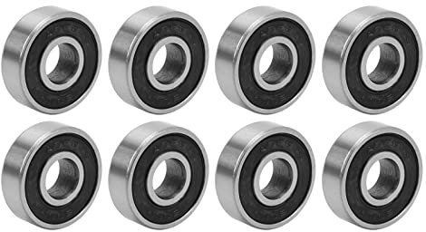 Culnflun skateboardlager set, premium longboardlager 608rs - höghastighetsskate lager ABEC -9 för skoterhjul, fyrhjuling, inline, rullskridskor (förpackning med 8) (Svart)