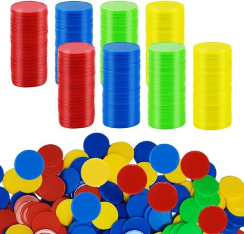 400 Stück Poker Chips, 4 Farben 0,98 Zoll, Zählchips für Bingo-Chips | Spielchips Casino Chips aus Kunststoff, Blanko Zählchips für Mathematik Lehrer Belohnung Party Spielbelohnung