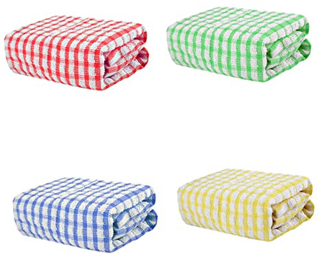 TIDTALEO 4pcs Thickened Pure Cotton Dish Towels Multipurpose Kitchen Cleaning Cloths Absorbent Small Washcloths for Dishes Fruits Furniture and Windows