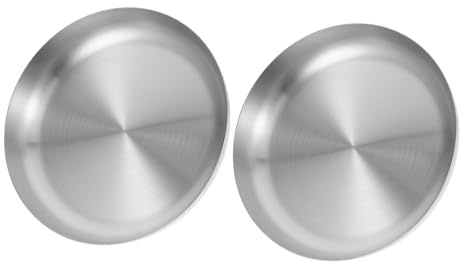 Hohopeti 2pièces Lot de Assiettes Rondes Acier Inoxydable Plateaux De Service pour Présentation Alimentaire Adaptées pour Desserts Et Voyages